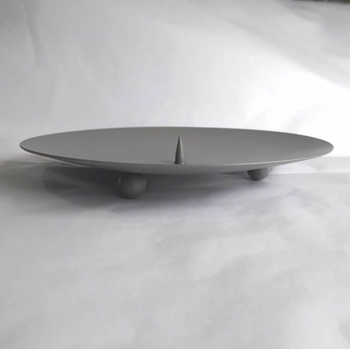 Grey Metal Candle Plate Side