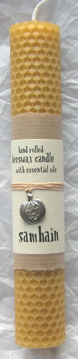 Samhain Sabbat Beeswax Candle with Charm