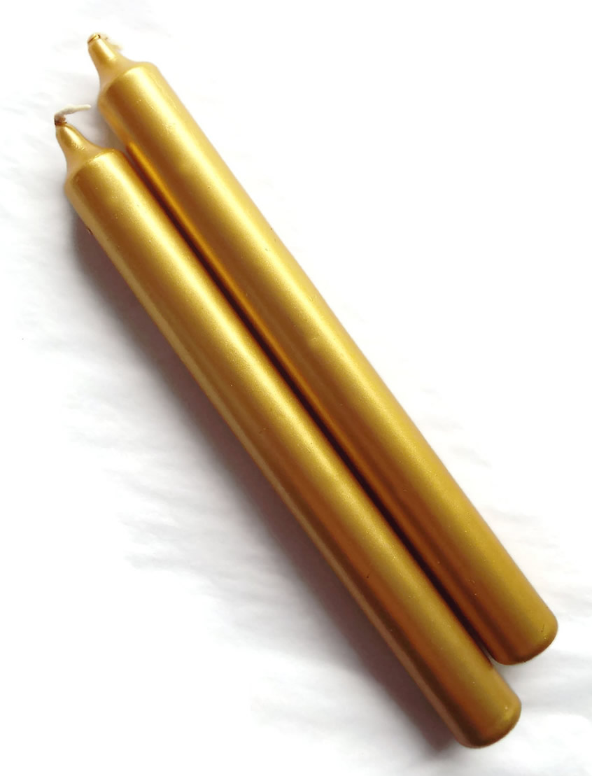 Gold Metallic Finish Dinner Candles