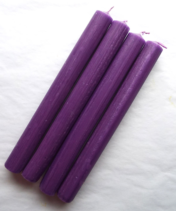 Solid Colour Purple 8 Inch Rustic Dinner Candles