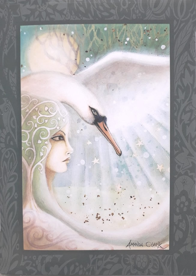 Swan Sister Greetings Card by Amanda Clark