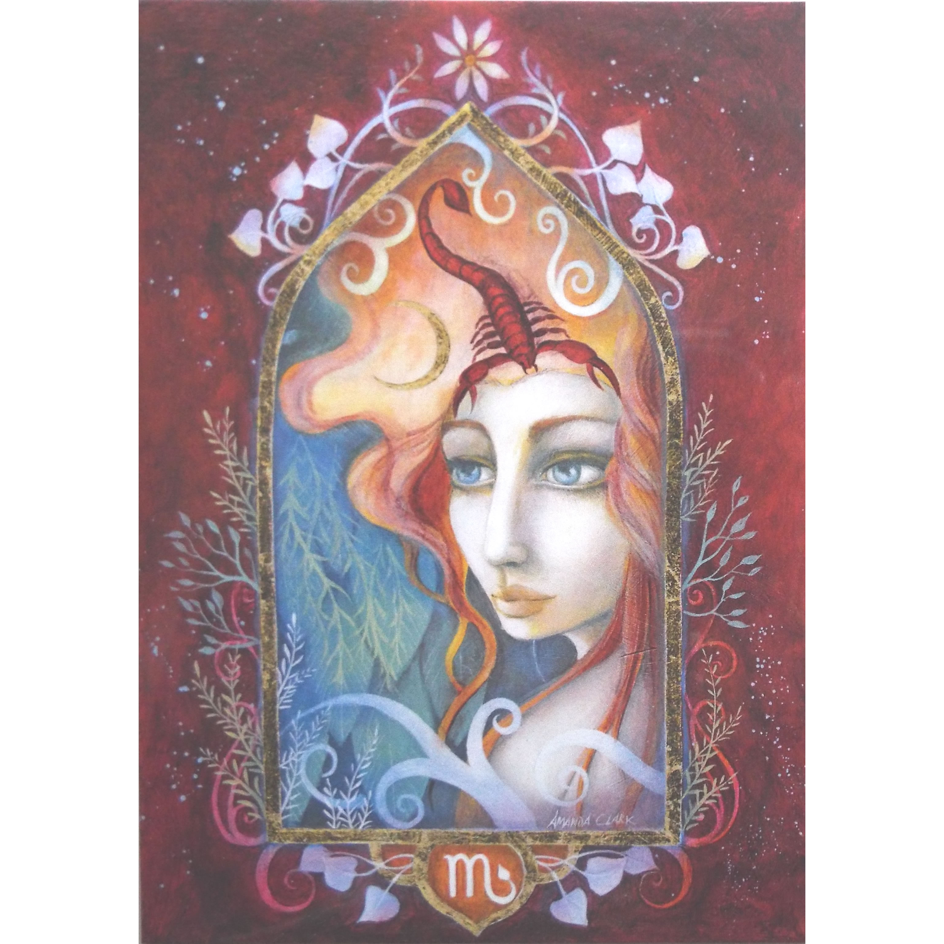 Scorpio Zodiac Sun Sign Greetings Card by Amanda Clark