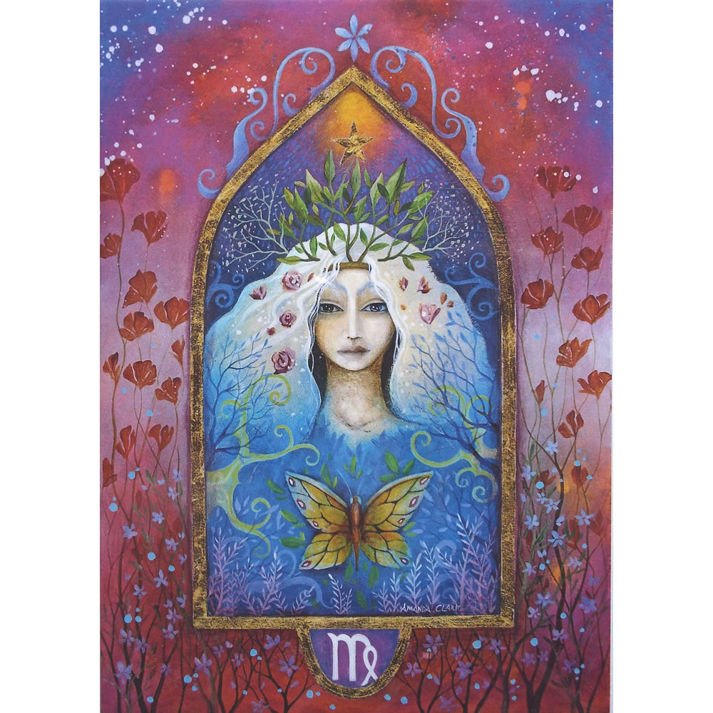 Virgo Zodiac Sun Sign Greetings Card by Amanda Clarke