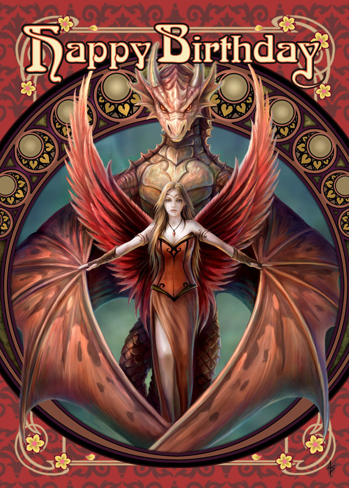 Copperwing Birthday Card by Anne Stokes