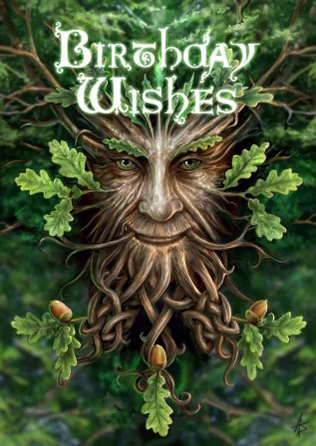 Oak King Greetings Card by Anne Stokes