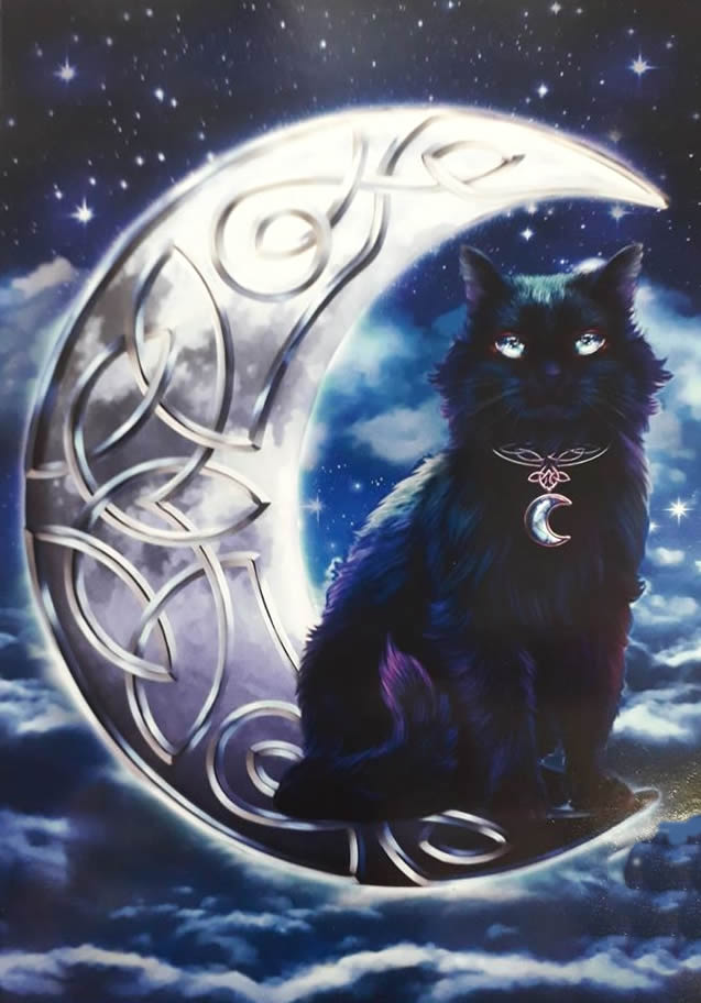 Cat Celtic Totems Greetings Card by Brigid Ashwood