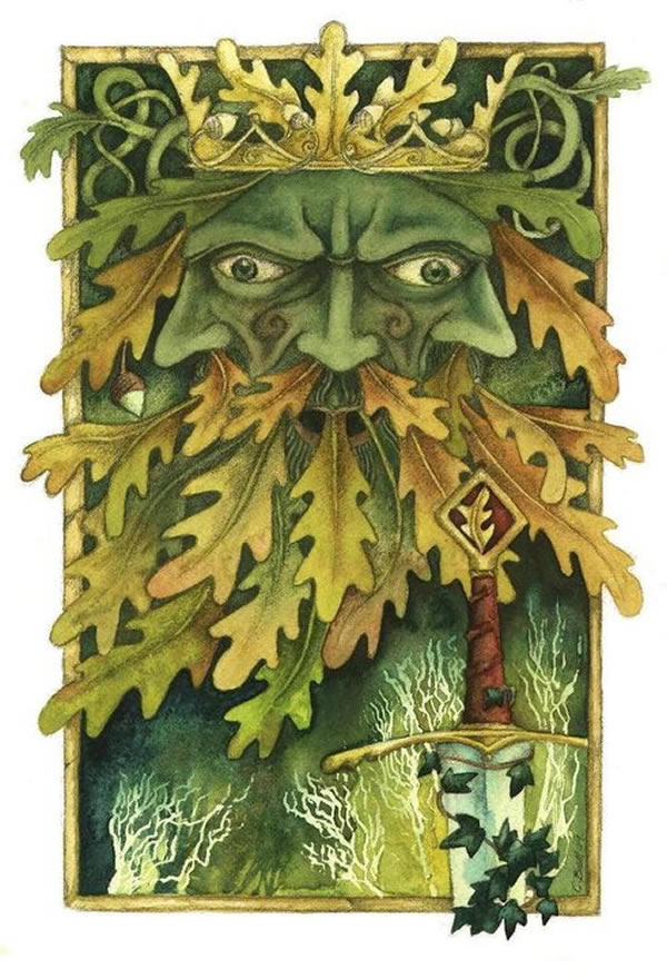 Green Man Misericord  Greetings Card by Christopher Bell