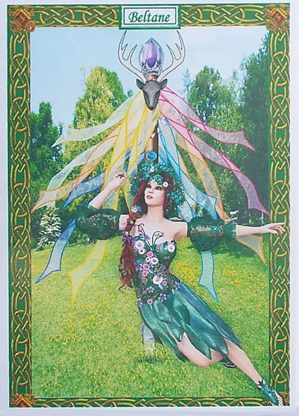 Beltane Greetings Card by Elaine Sheldrake