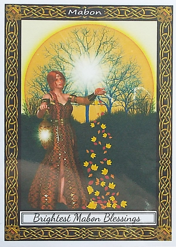 Mabon Greetings Card by Elaine Sheldrake