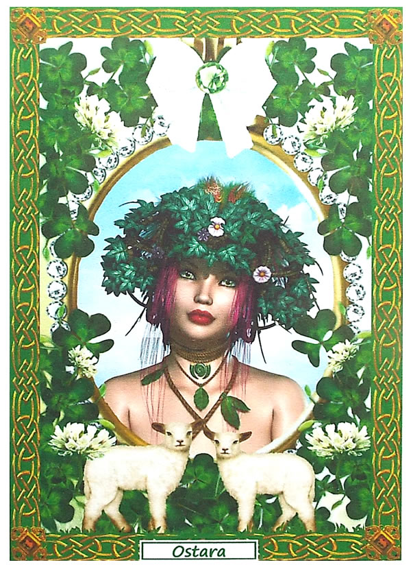 Ostara Greetings Card by Elaine Sheldrake