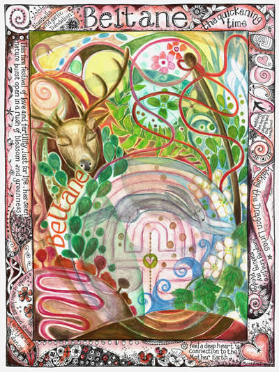 Beltane Greetings Card by Jaine Rose