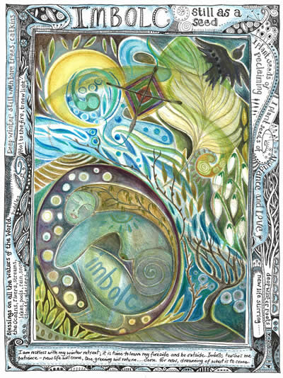 Imbolc Greetings Card by Jaine Rose