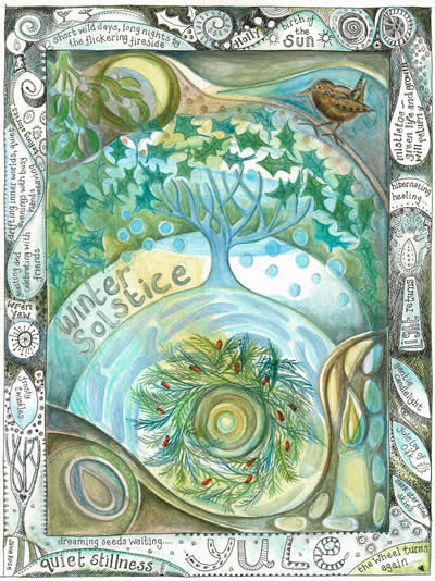 Yule Greetings Card by Jaine Rose