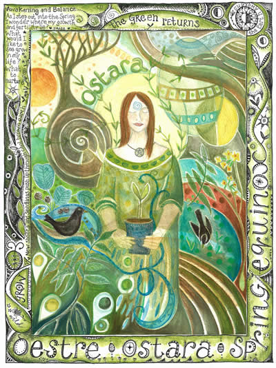 Ostara Greetings Card by Jaine Rose