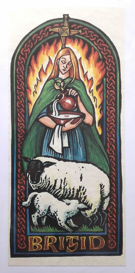 Goddess Brigid Greetings Card by Karen Cater