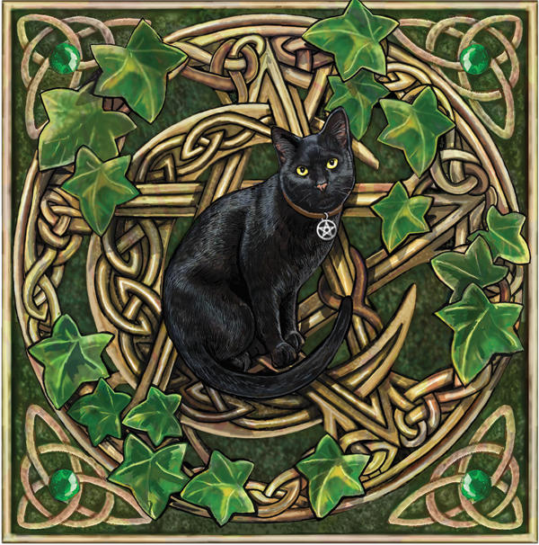 Lisa Parker Design Cat With Pentagram And Ivy Greetings Card 
