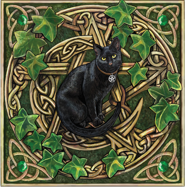 Cat with Pentacle Greetings Card by Lisa Parker