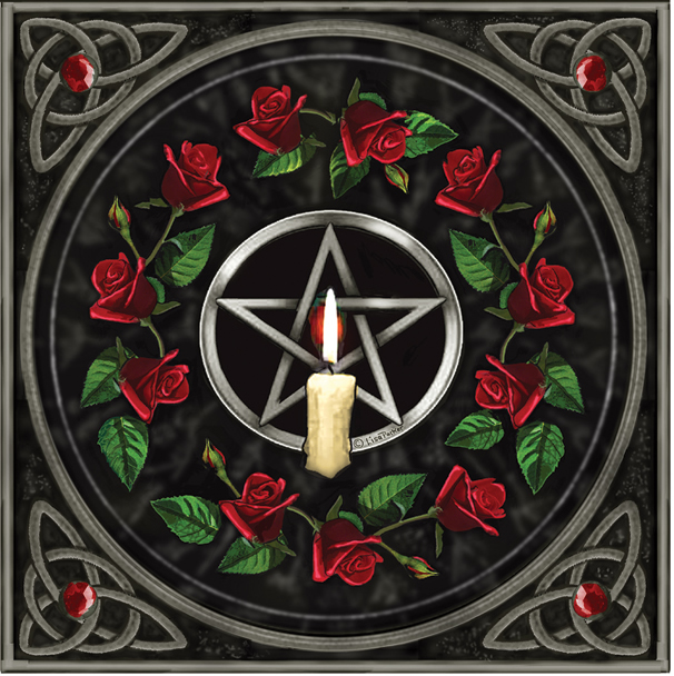 Pentagram Ring of Roses Greetings Card by Lisa Parker