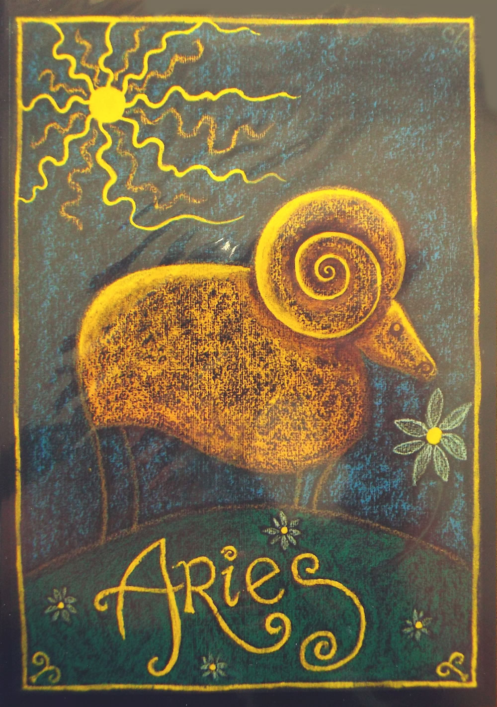 Aries Greetings Card by Annette Fry
