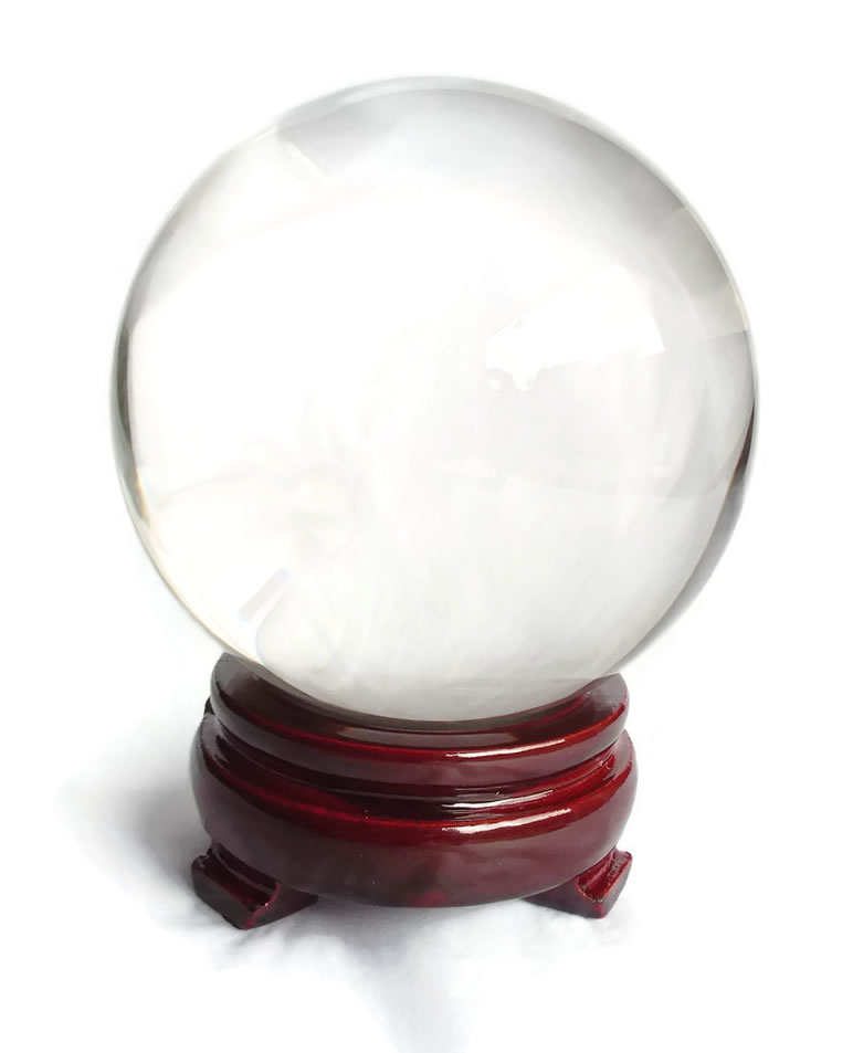 100mm Diameter Clear Crystal Ball with Wooden Stand