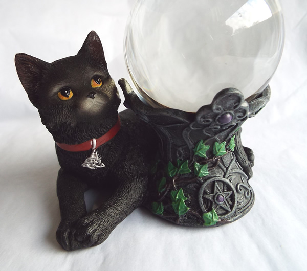 Black Cat Stand with 60mm Crystal Ball