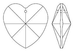 Red Heart Hanging Window Crystal Line Drawing