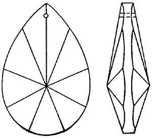 Centre Cut Teardrop Hanging Window Crystal Line Drawing