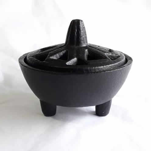 Black Cast Metal Incense Holder