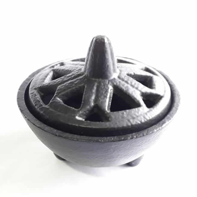 Black Cast Metal Incense Holder