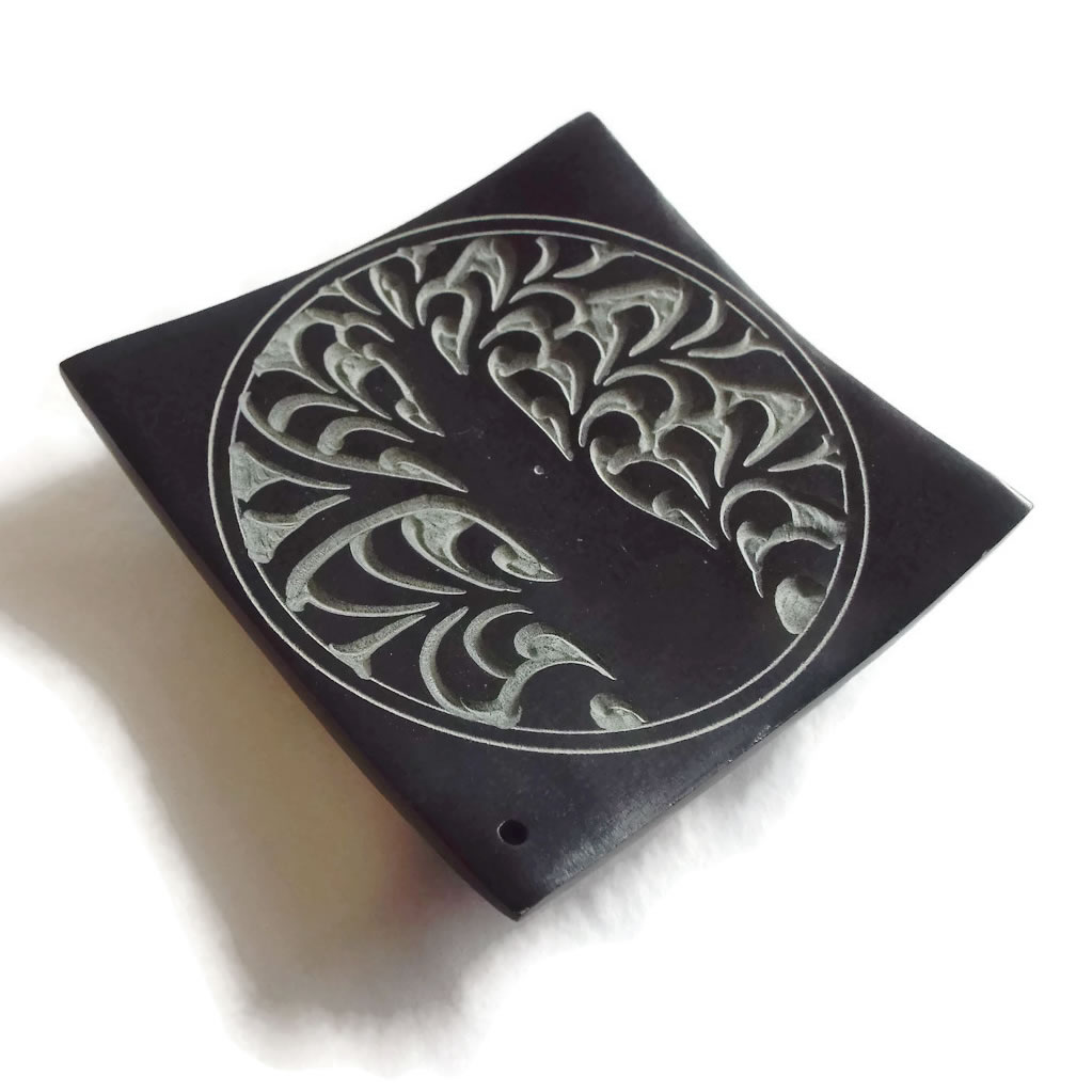 Black Soapstone Tree Incense Holder