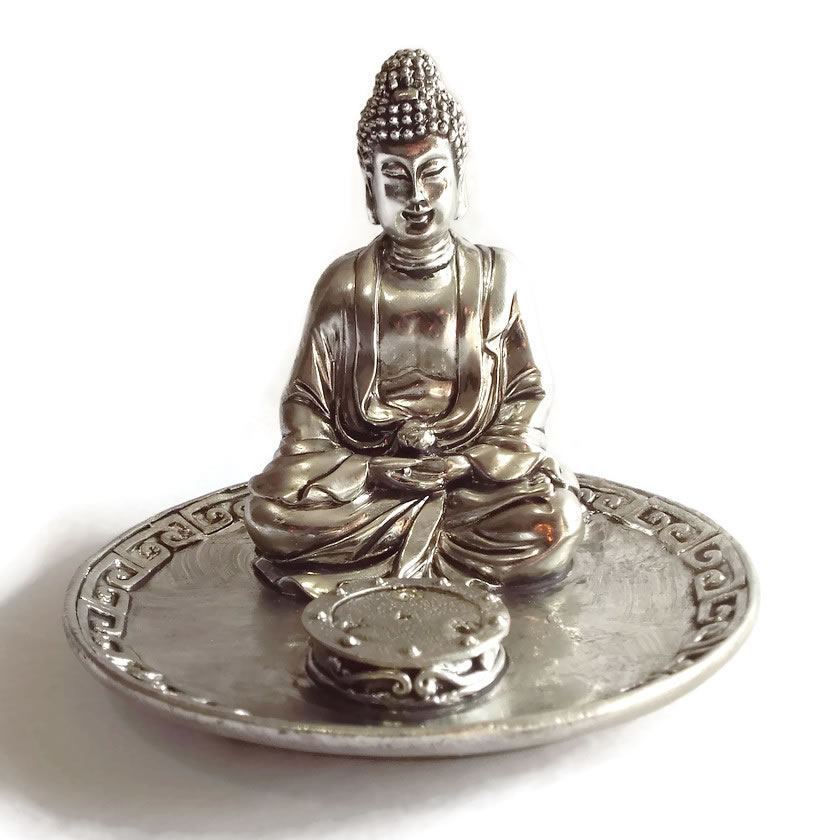 Silver Buddha Incense Holder