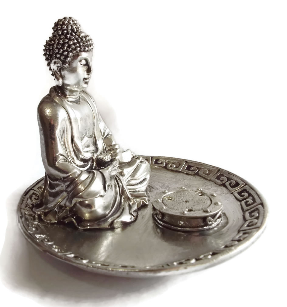 Silver Buddha Incense Holder