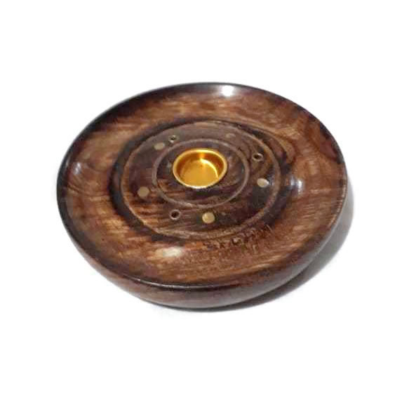 Round Wooden Incense Holder