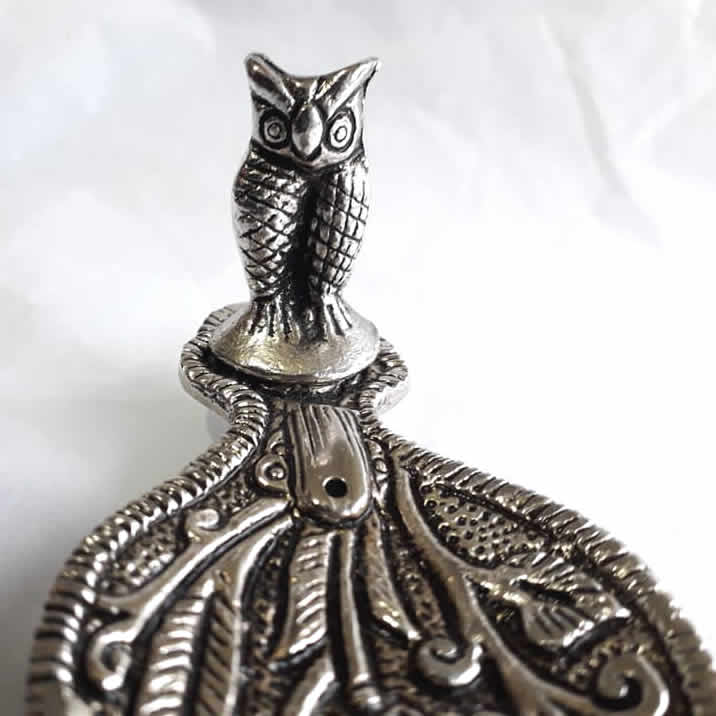 Silver Metal Owl Incense Holder