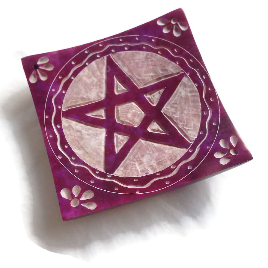 Purple Soapstone Pentacle Incense Holder