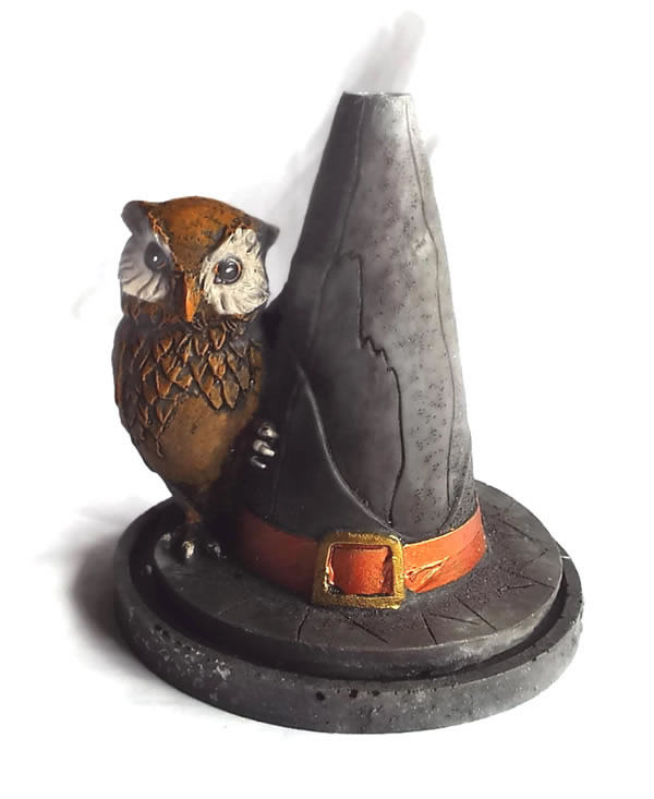 Witch Hat with Owl Incense Holder