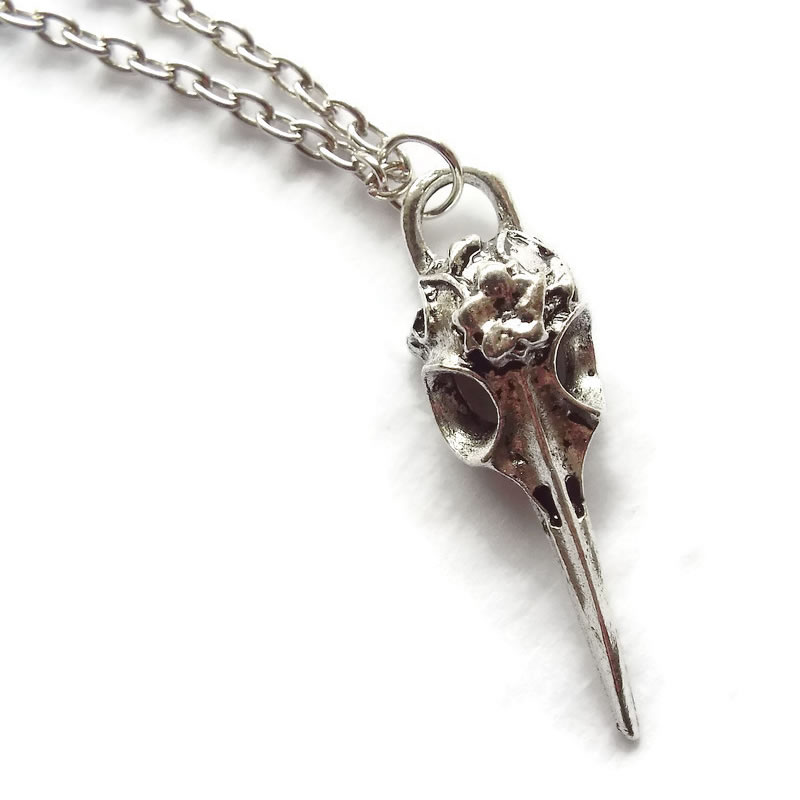 Crow Skull Pendant Necklace