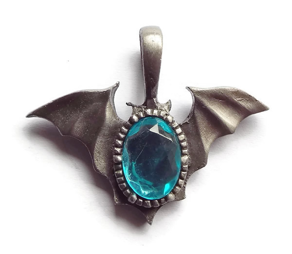 Jewelled Bat Pewter Pendant