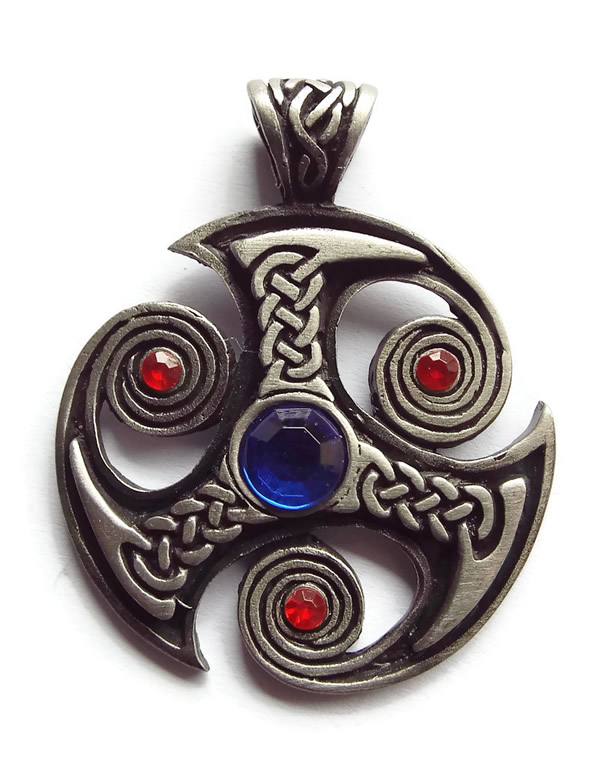 Jewelled Celtic Triskelle Pewter Pendant