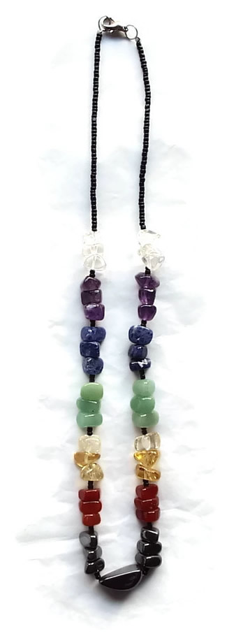 Gemstone Chakra Necklace with Black Beads