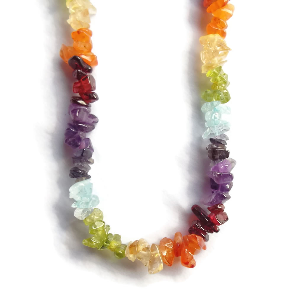 Gemstone Chip Chakra Necklace Detail