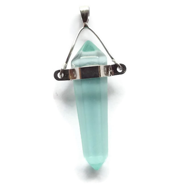 Blue Obsidian Crystal Double Point Pendant