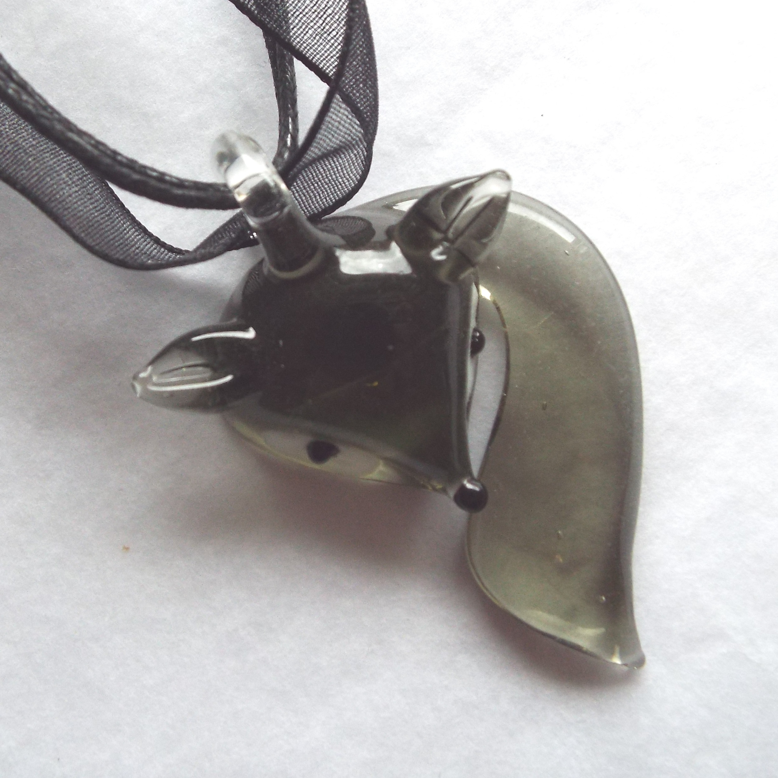 Black Glass Fox Necklace