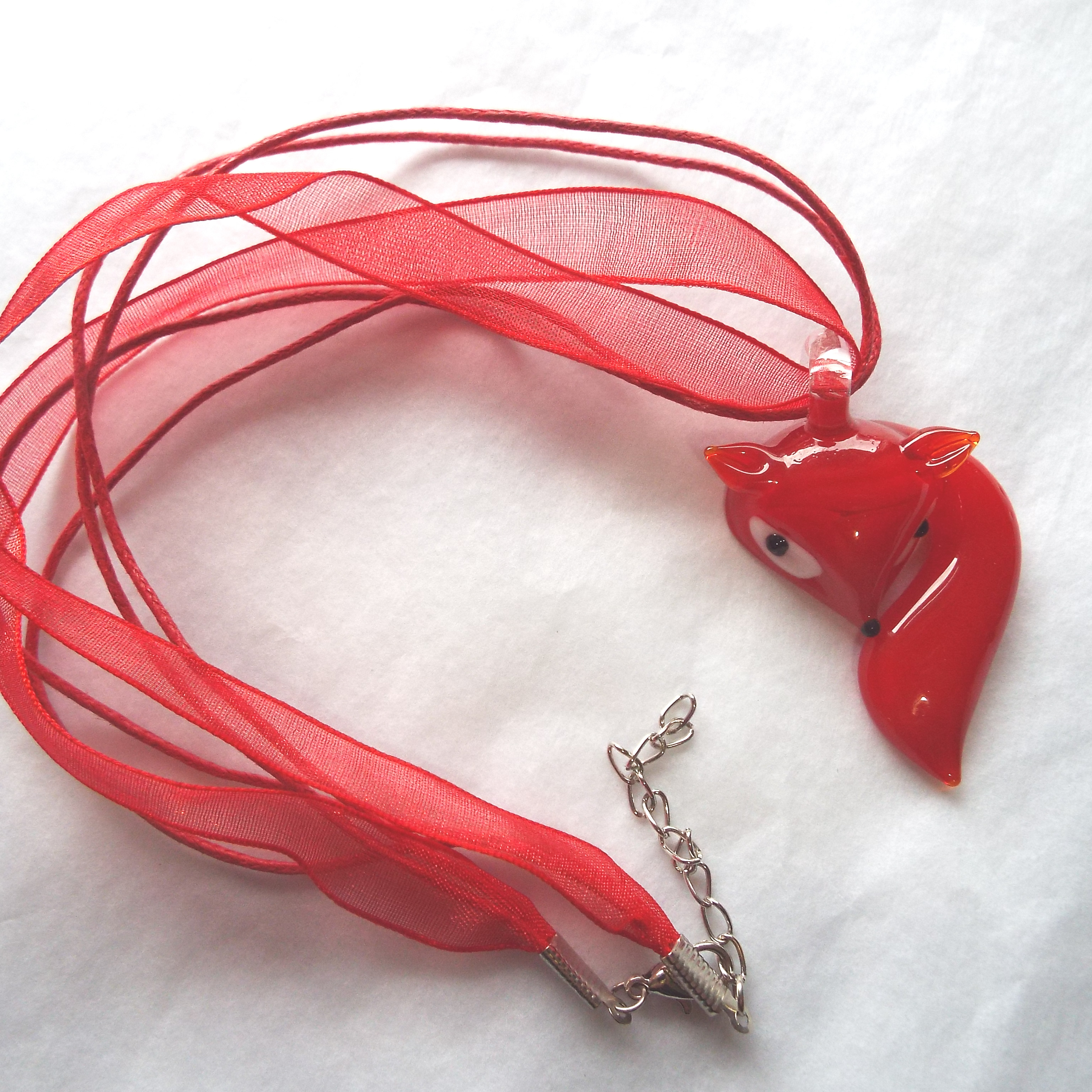 Red Glass Fox Necklace