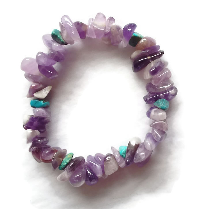 Amethyst Gemstone Bracelet with Turquoise Howlite