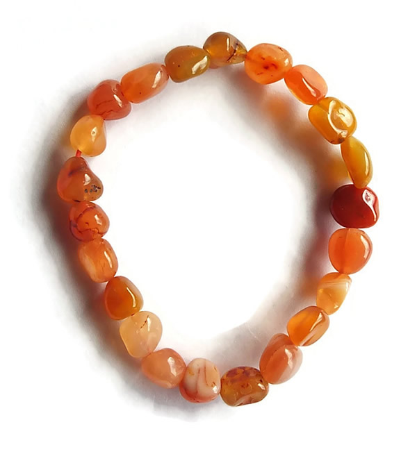 Carnelian & Agate Double Wrap Elastic Gemstone Bracelet | KALIFANO