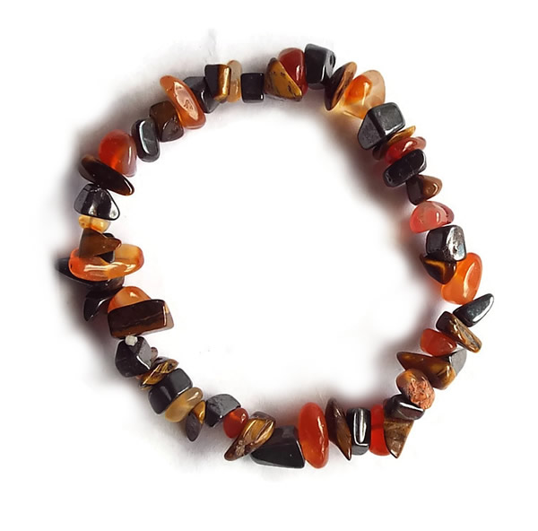 Carnelian Hematite and Tiger's Eye Gemstone Bracelet