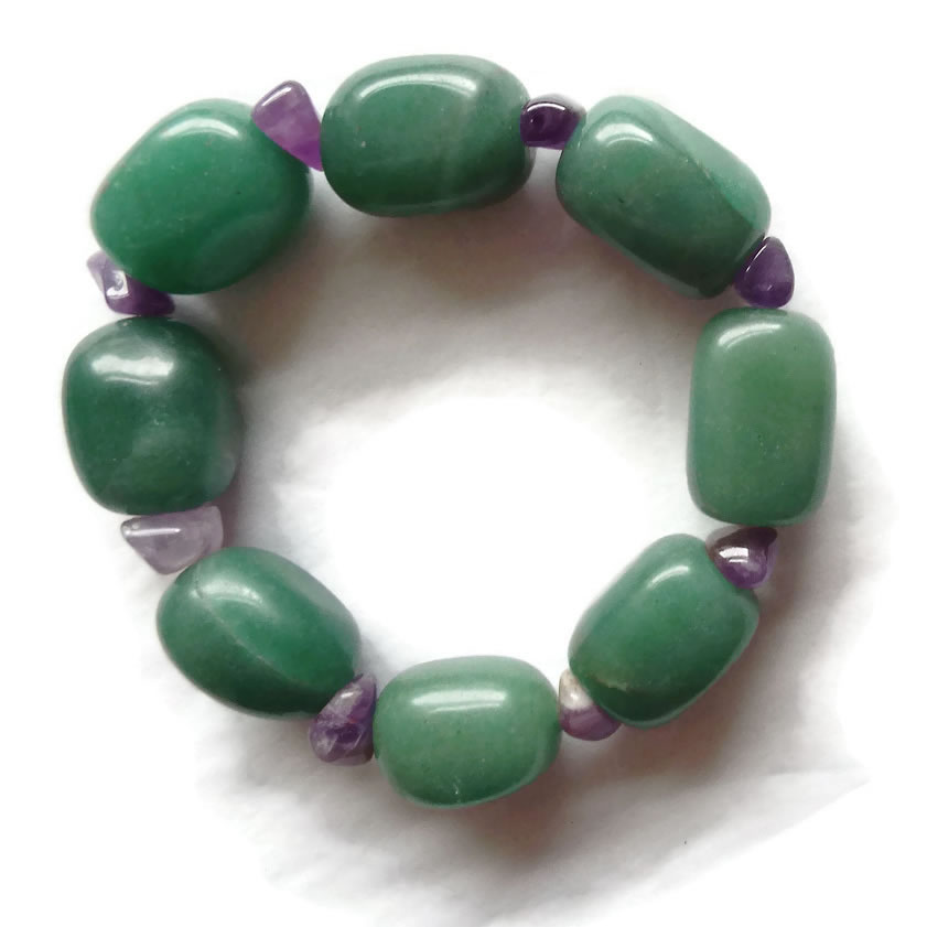 Aventurine and Amethyst Gemstone Baroque Bracelet