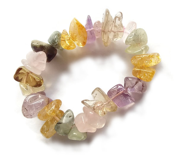 Mixed Freeform Gemstone Bracelet with Citrine and Amethyst