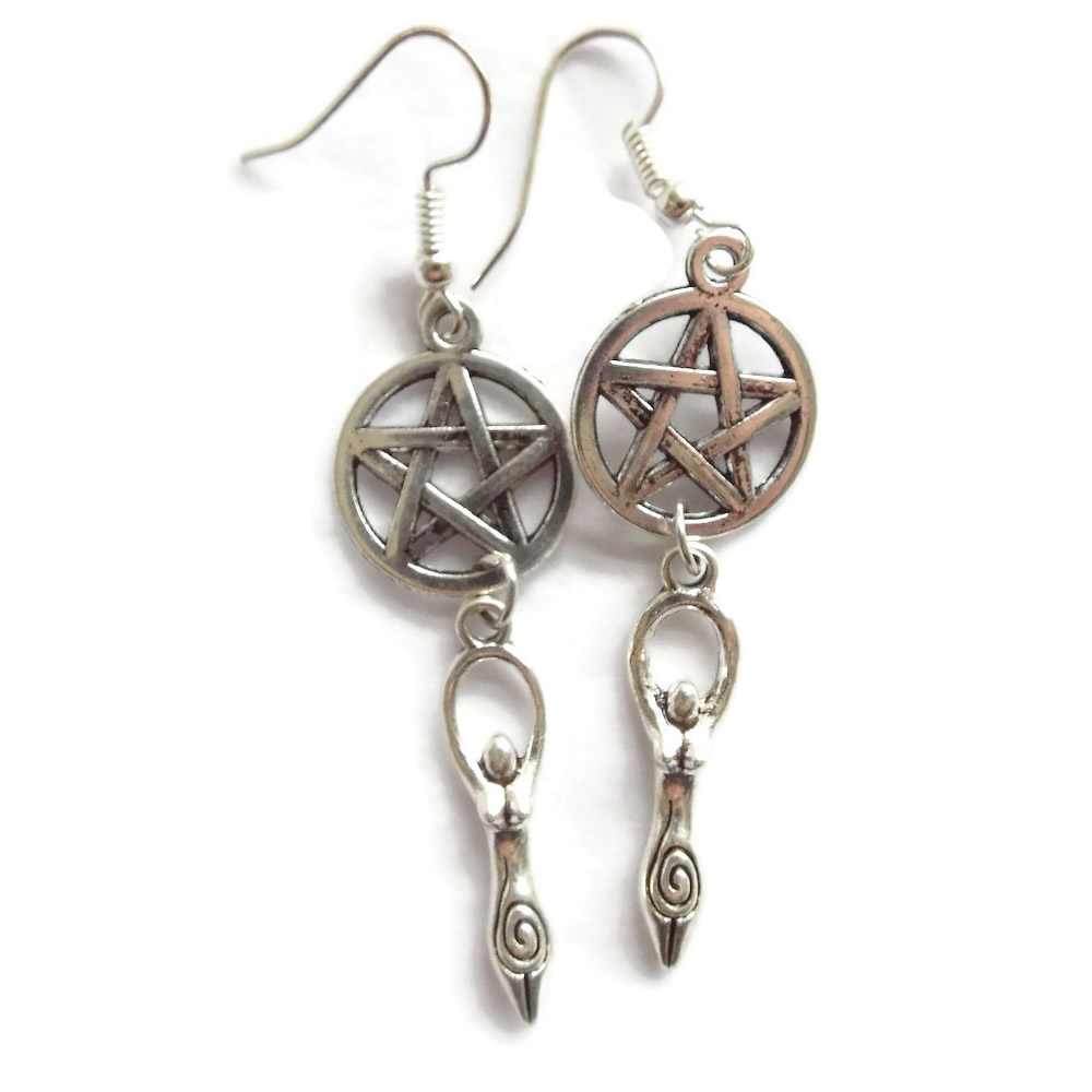 Goddess Pentacle Charm Earrings